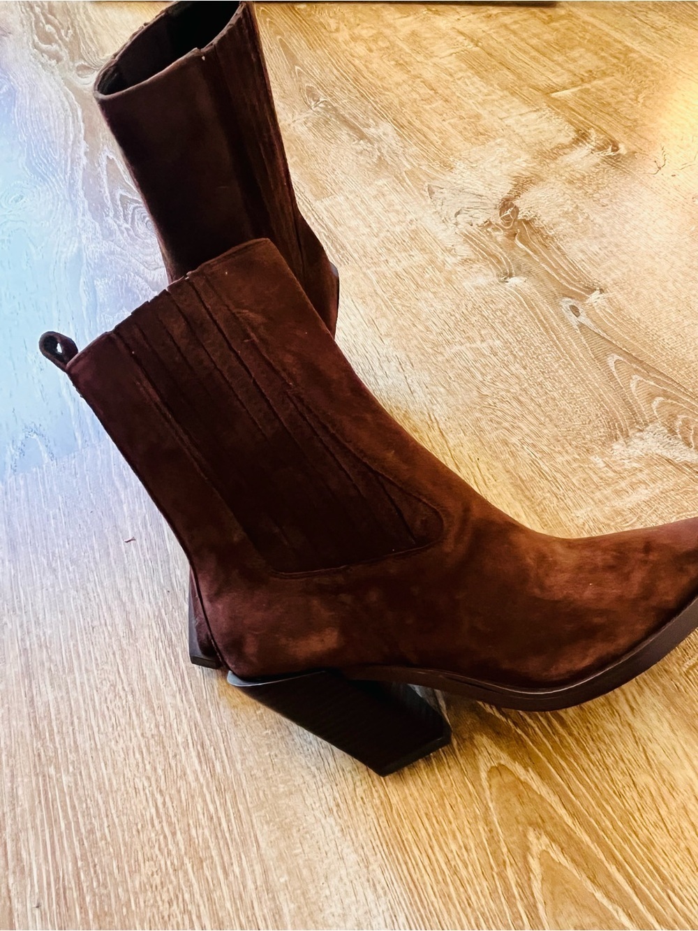 Sam Edelman Manday Chocolate Brown Suede Pointed Booties Size 8.5 Western Cowboy - Picture 7 of 8